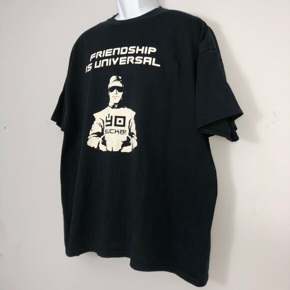 YOSUCKA! T-Shirt Mens 2XL Black "Friendship is Universal" Graphic Detroit Techno - Picture 2 of 7